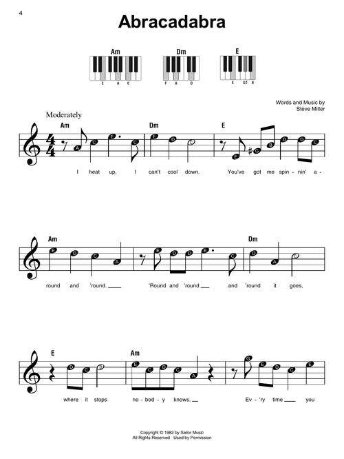 1980s sheet music easy piano abracadabra