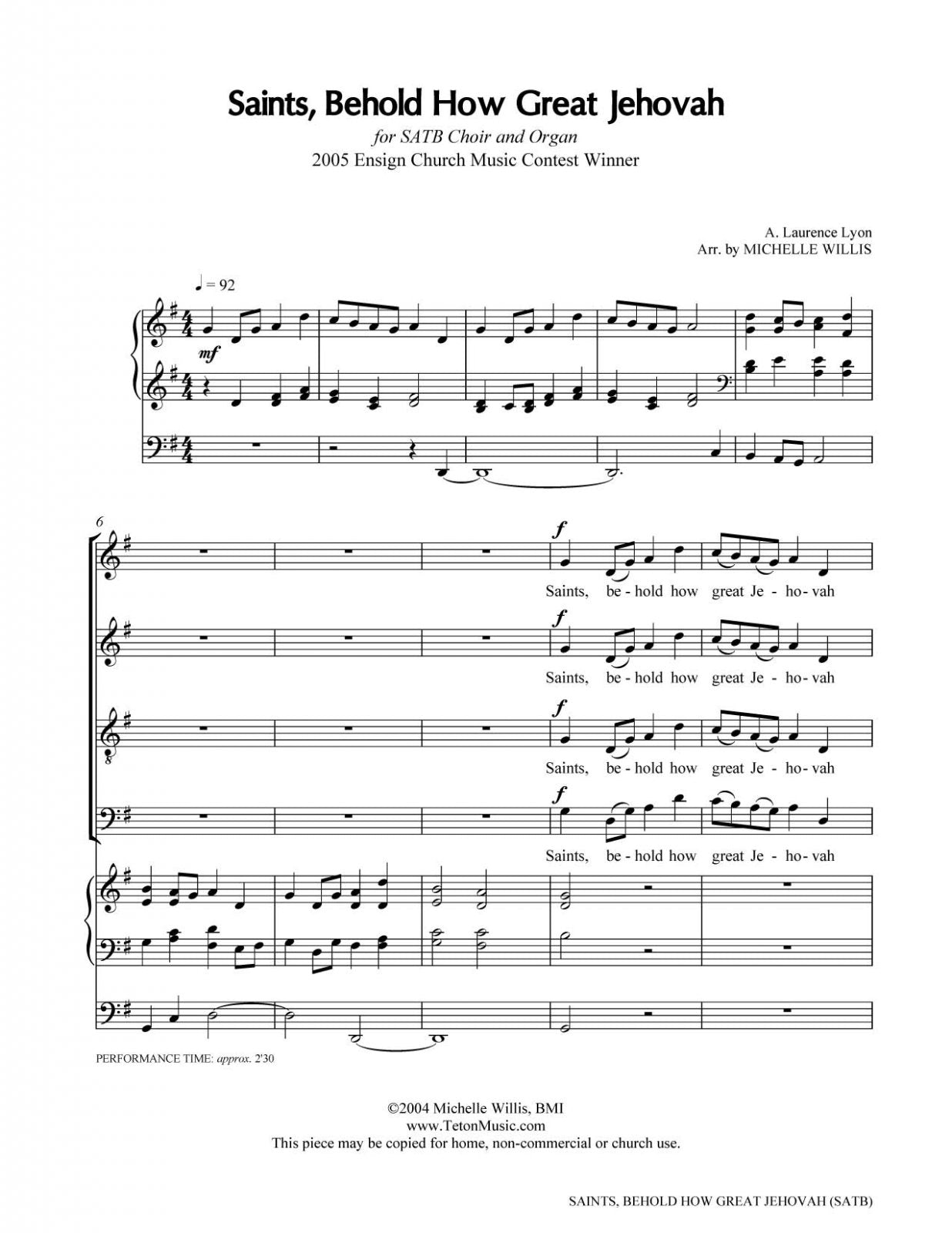 Free LDS sheet music hymn arrangements for ward choir