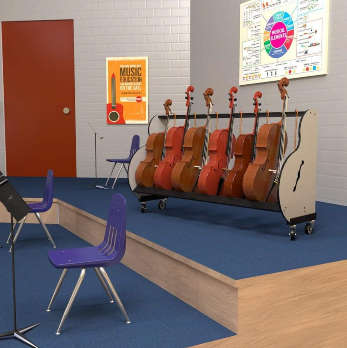 The Band Room™ Cello Storage Rack for Music Teachers