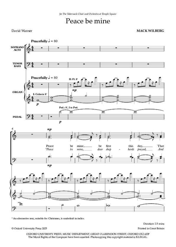 Peace Be Mine – Mack Wilberg | SATB Choir & Organ Sheet Music
