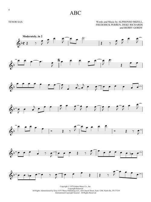 abc by jackson 5 sheet music for tenor sax