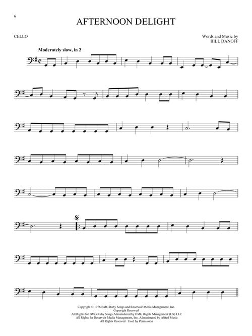 afternoon delight for cello sheet music