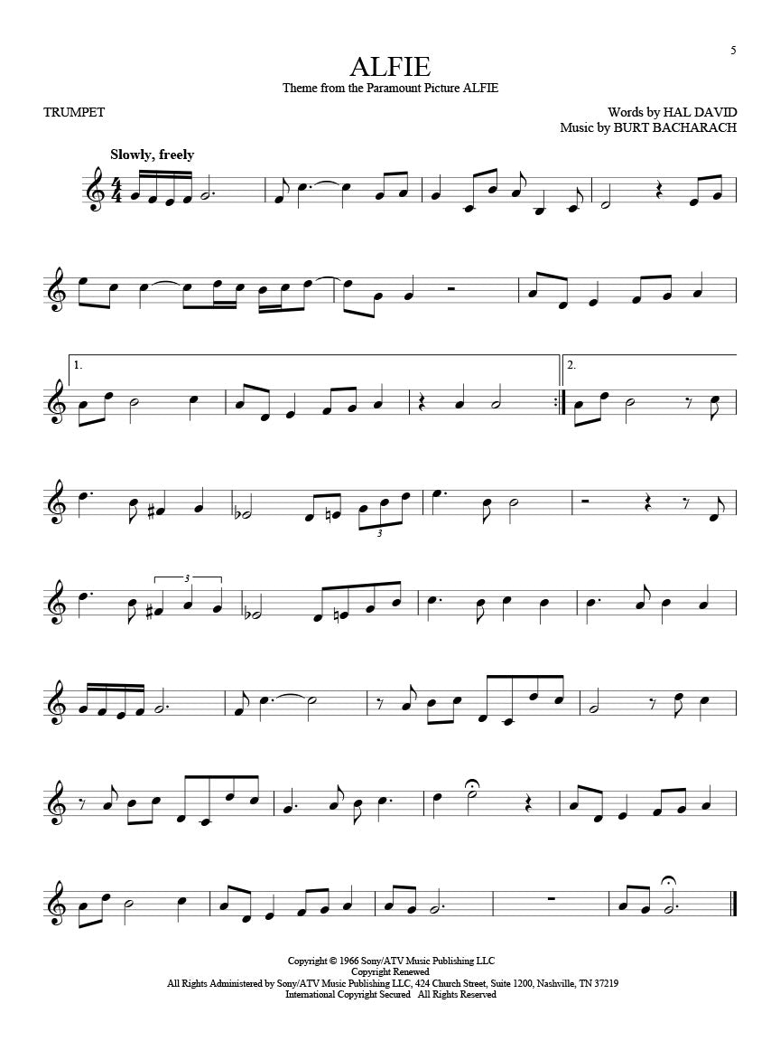 Alfie solo for trumpet sheet music