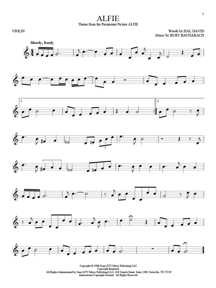 Alfie solo for violin sheet music