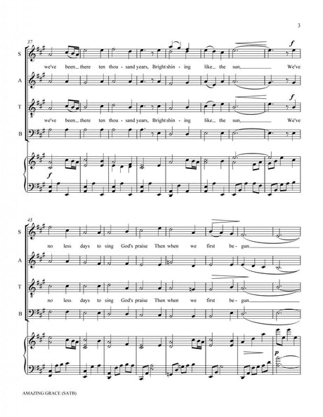 Amazing Grace hymn sheet music for choir