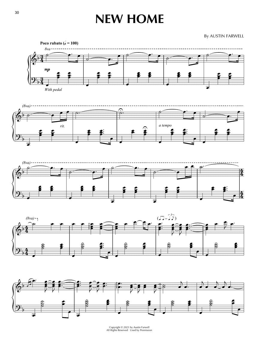 austin farwell piano sheet music new home