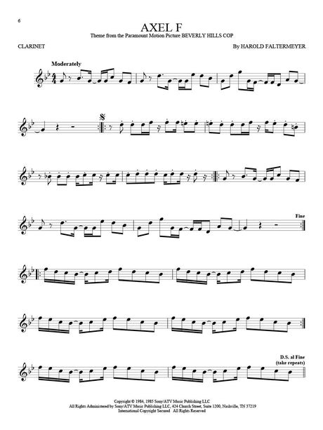 axel f solo for clarinet sheet music