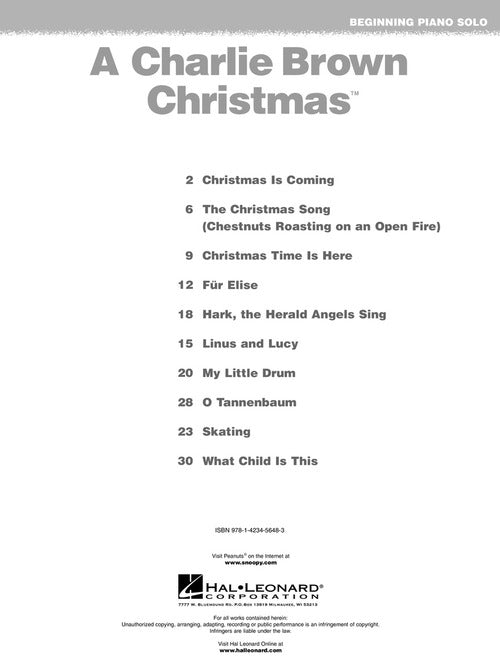 A Charlie Brown Christmas Beginning Piano Solos