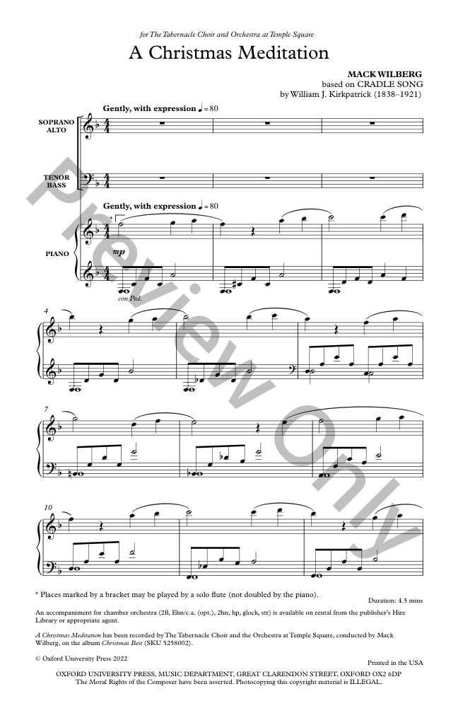 christmas meditation by mack wilberg sheet music