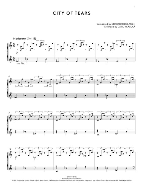 Sheet music for 'City of Tears' composed by Christopher Larkin and arranged by David Peacock.