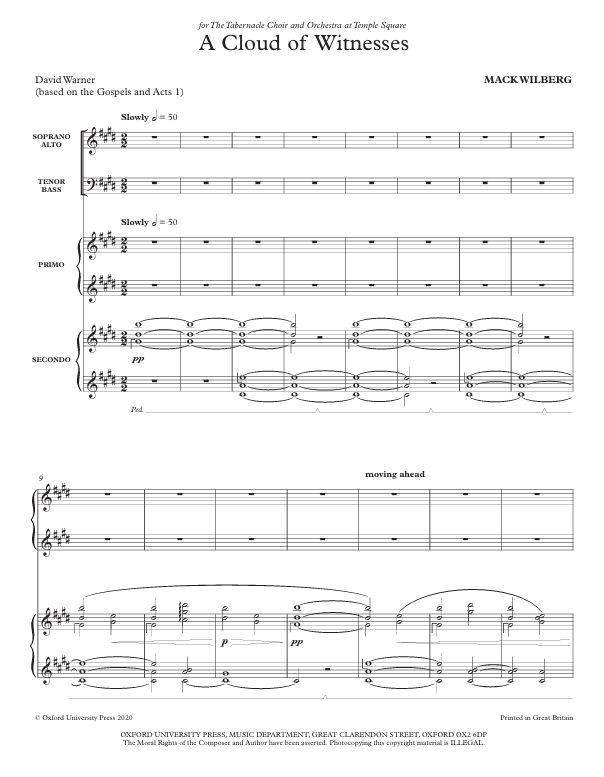 A cloud of witnesses by mack wilber sheet music sung by the tabernacle choir