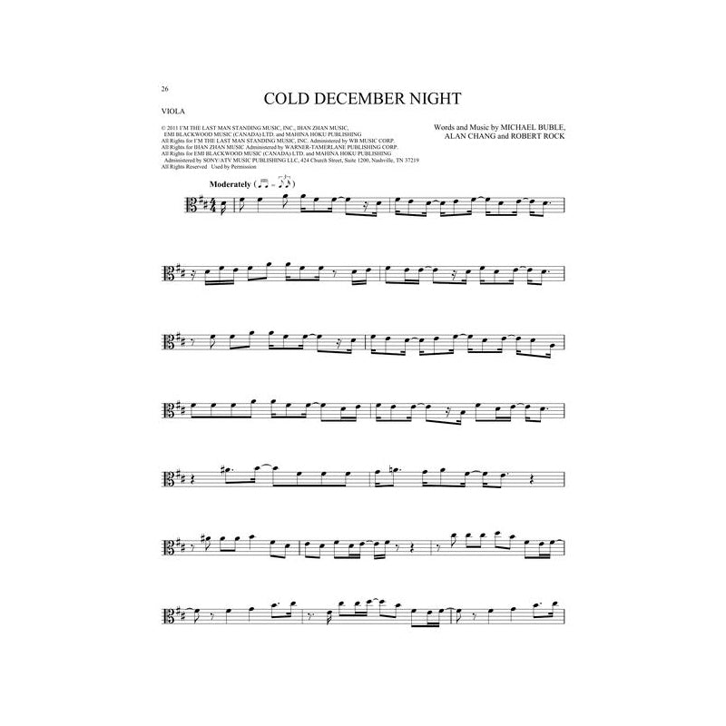 cold december night christmas sheet music for viola