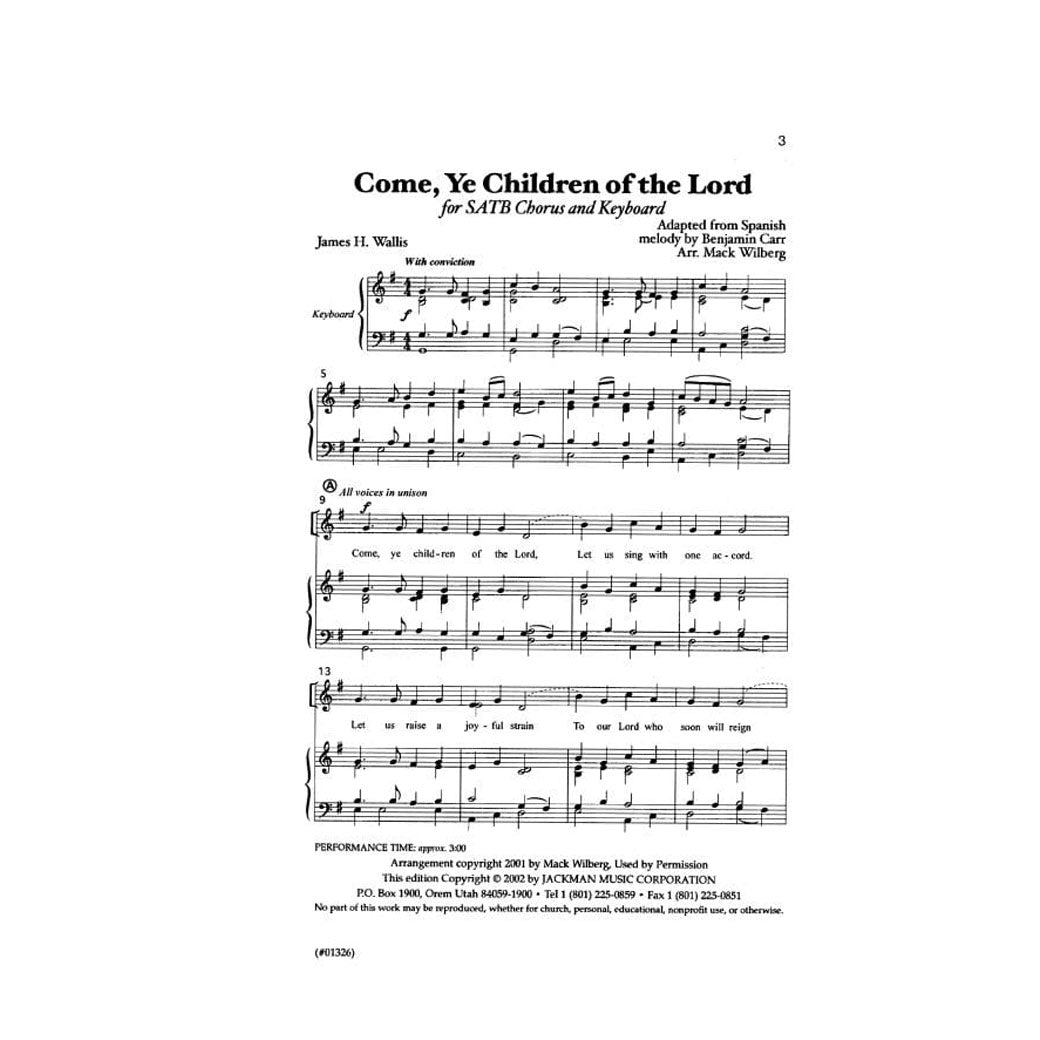 Come Ye Children of the Lord