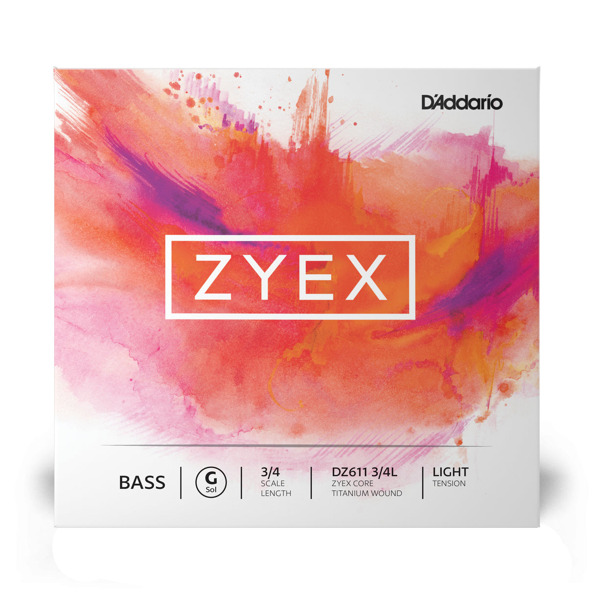 Corde de sol simple pour basse D'Addario Zyex, échelle 3/4, tension légère