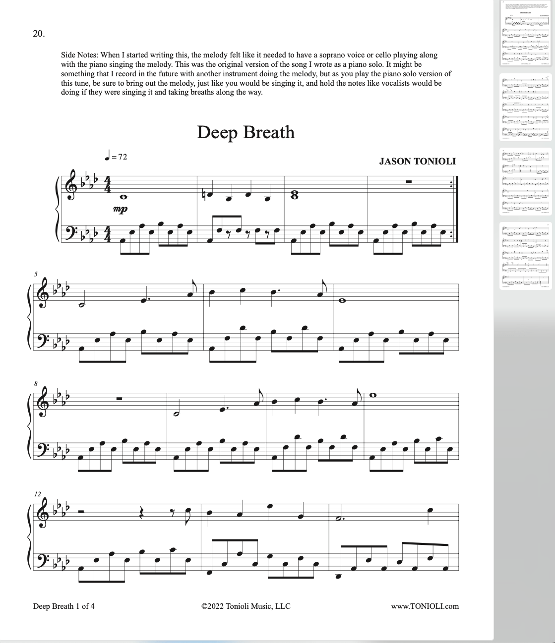 Songs for peace by jason tonioli piano sheet music