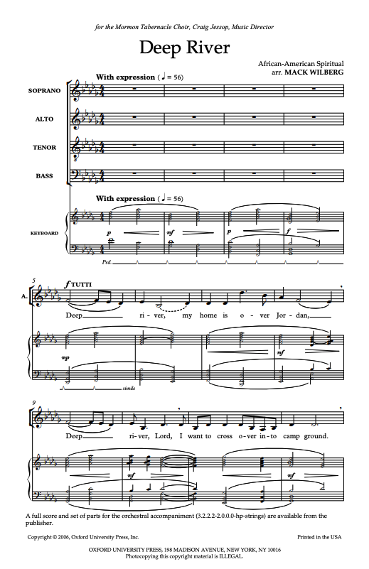 Deep river by mack wilberg for satb choir sheet music