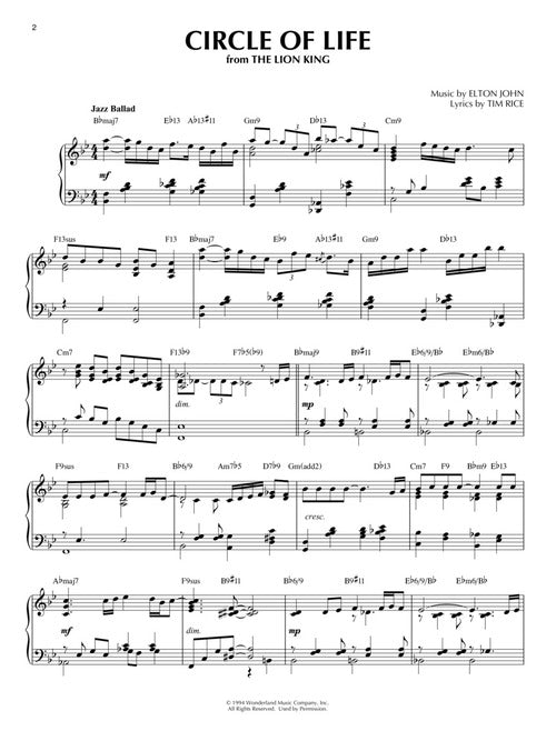 disney jazz piano sheet music songs lion king