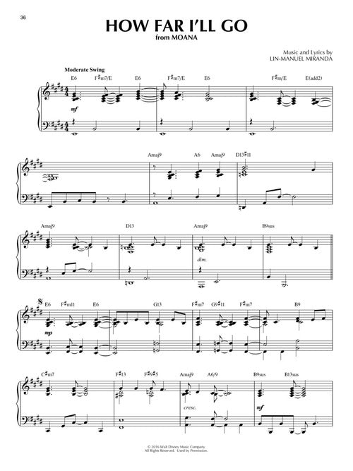 disney jazz piano sheet music songs from moana