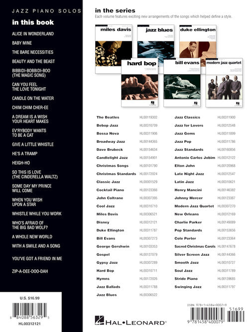 disney jazz piano sheet music solos from back cover