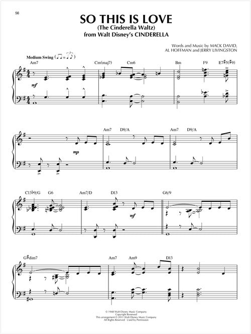 disney jazz piano sheet music solos from cinderella