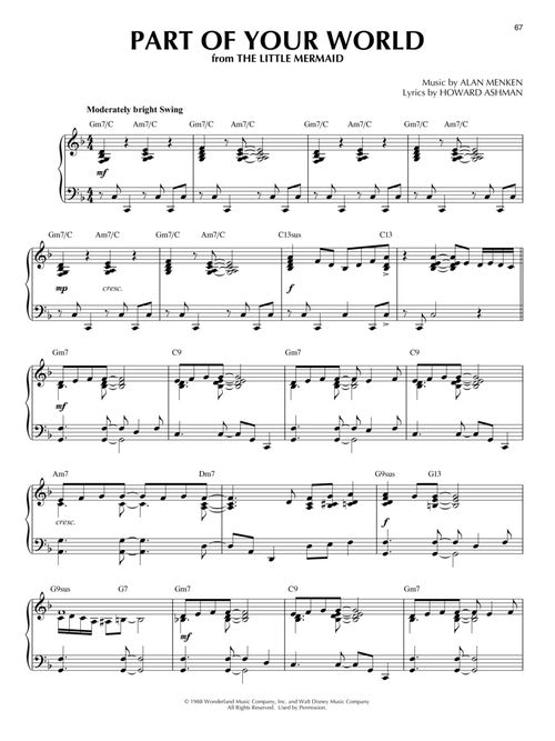 disney jazz piano sheet music songs from the little mermaid