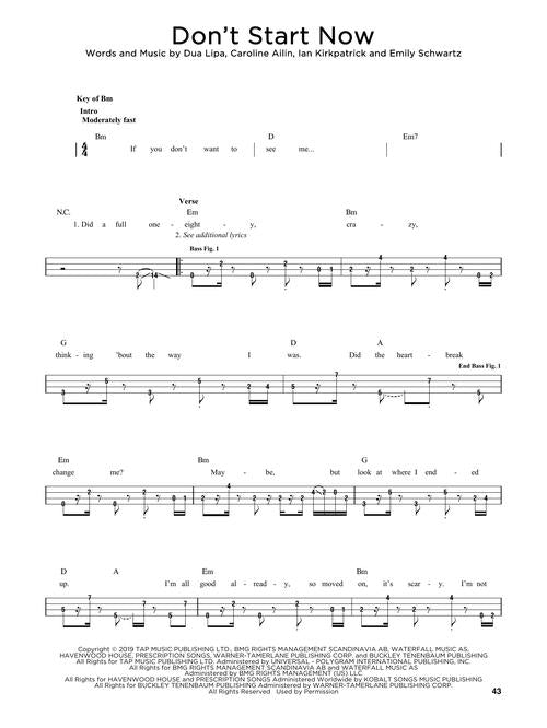 don't start now shet music for electric guitar