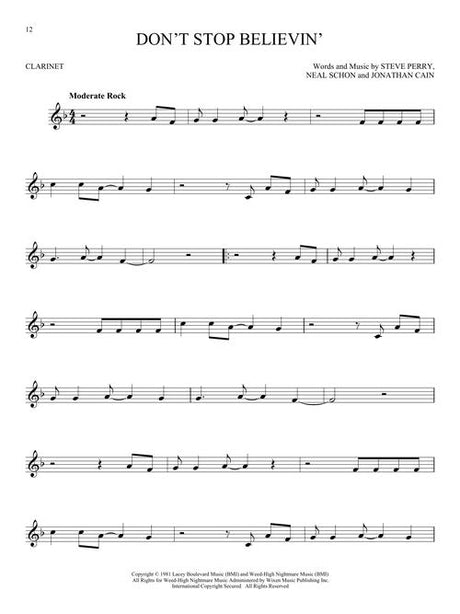 don't stop believin' sheet music for clarinet