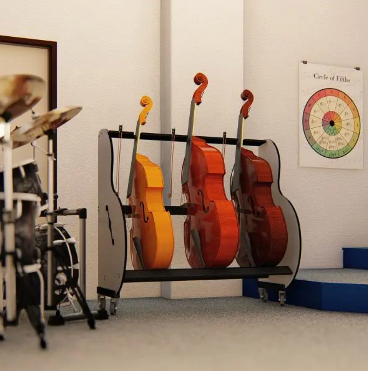 double bass instrument storage for classrooms