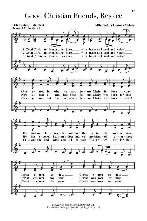 good christian friends rejoice christmas carol songbook music