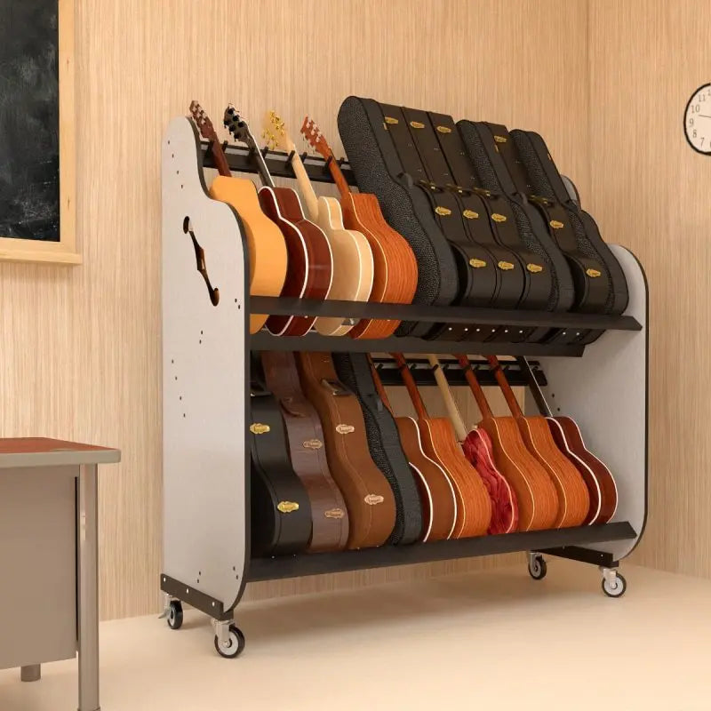 The Band Room Double-Stack Guitar Storage Shelf Rack for Classrooms