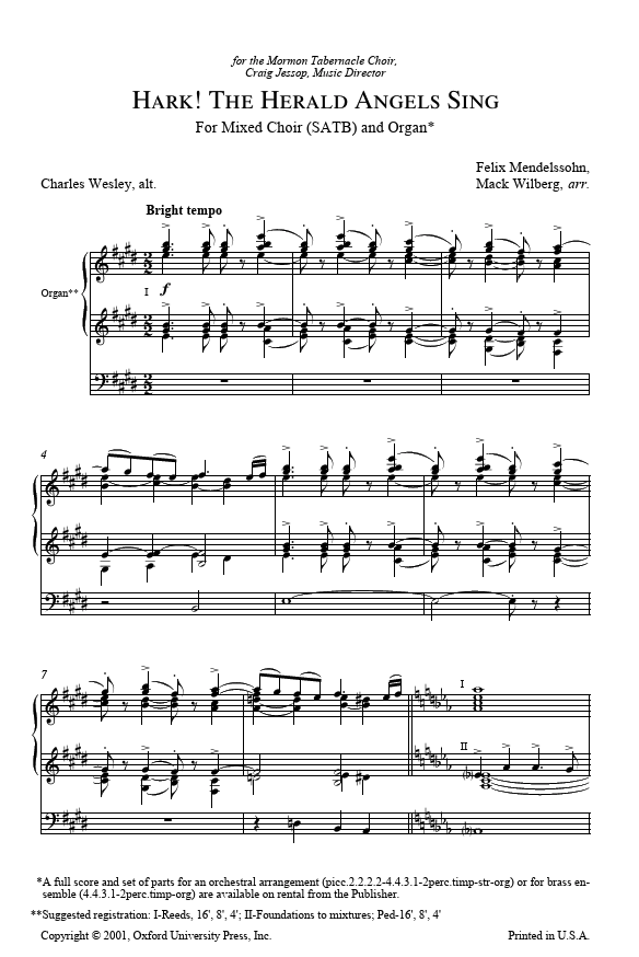 Sheet music for 'Hark! The Herald Angels Sing' with musical notation and text.
