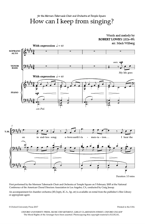 How can I keep from singing by mack wilberg sheet music