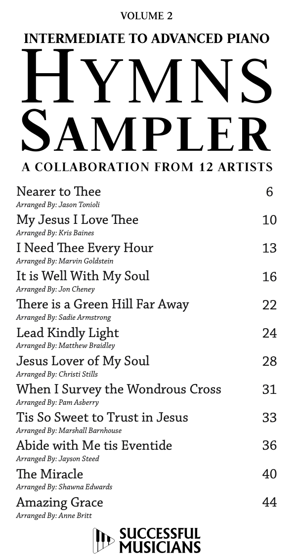 hymns sampler piano sheet music volume 2