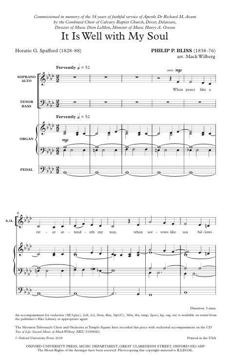 It is well with my sould by mack wilberg for church choir sheet music and sung by tabernacle choir