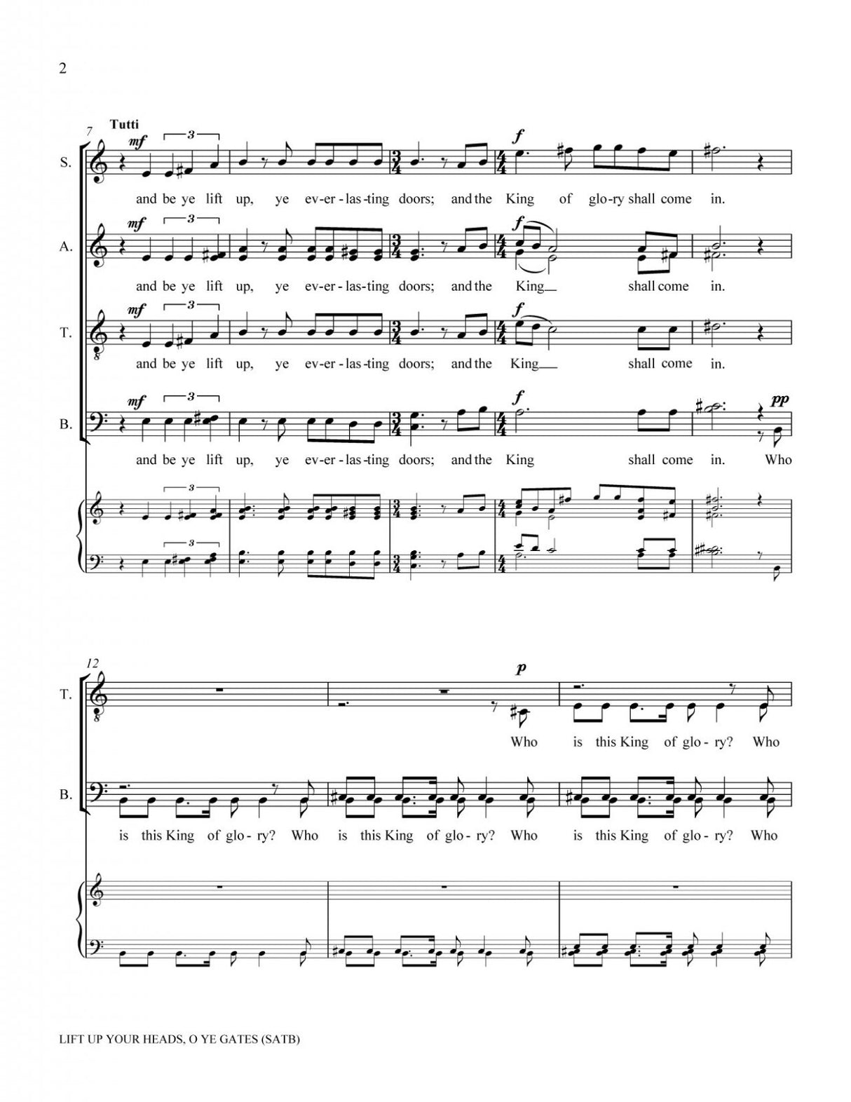 Lift Up Your Heads O Ye Gates (SATB)