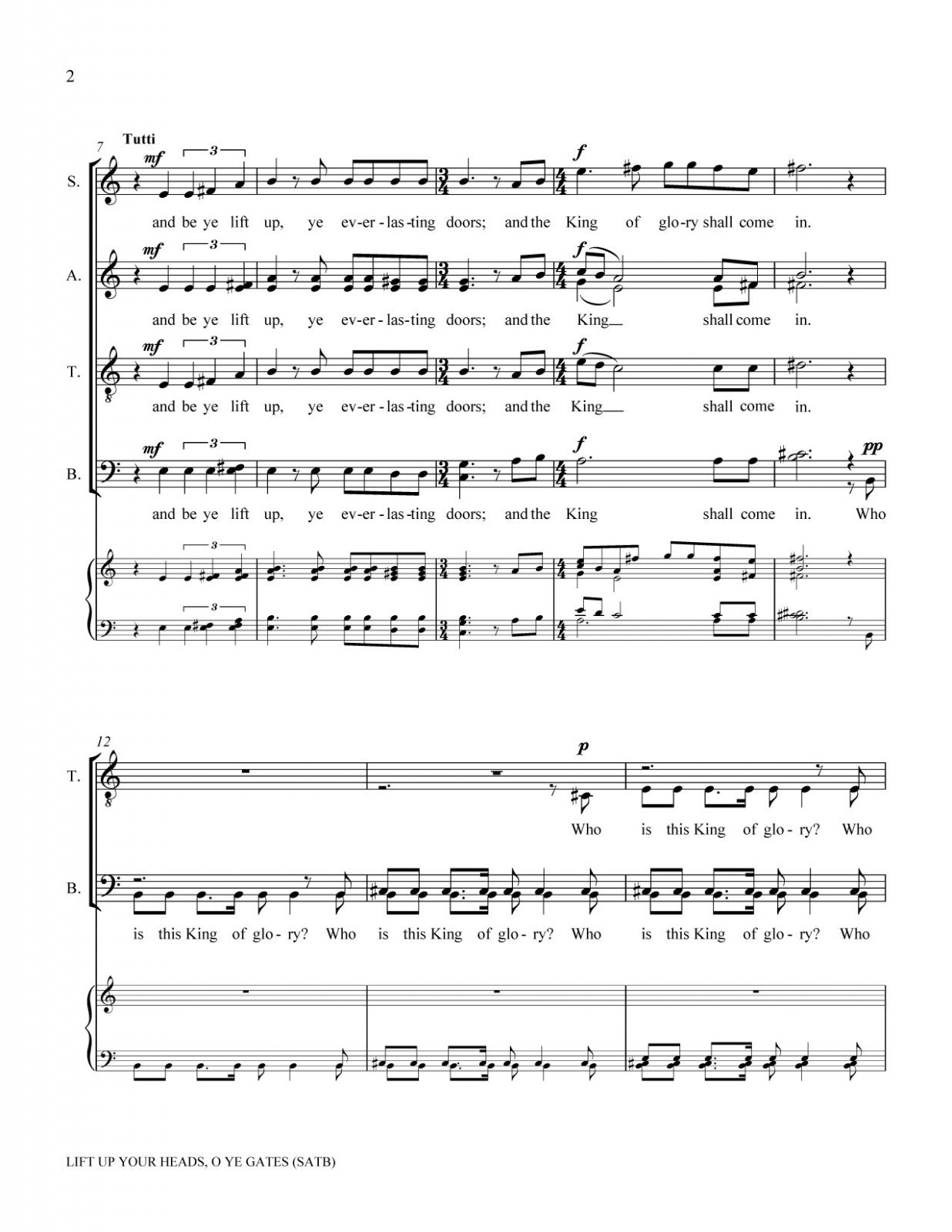 Lift Up Your Heads O Ye Gates (SATB)