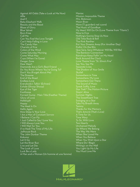 List of 101 movie hits solo for tenor sax sheet music