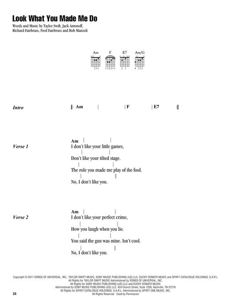 look what you made me to sheet music by taylor swift for guitar chords