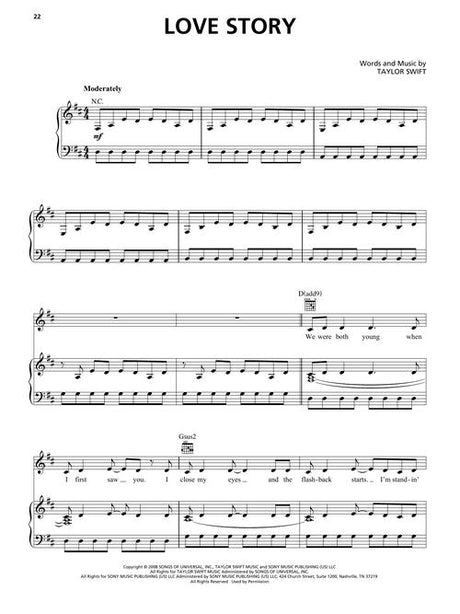 love story sheet music by taylor swift for piano songs