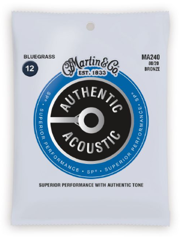 Guitare acoustique authentique Martin MA240 SP 80/20 Bluegrass. 12-56