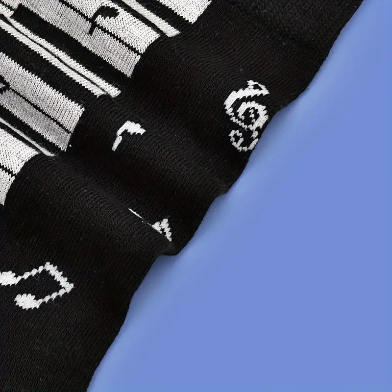 Men's Piano Theme Black Socks