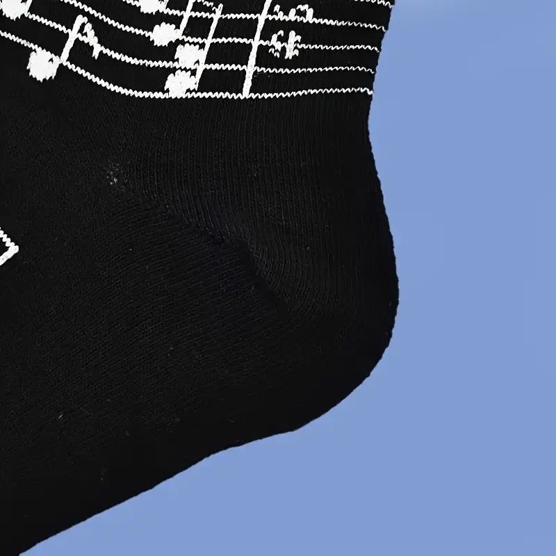 Men's Music Themed Soft Cotton Blend Crew Socks