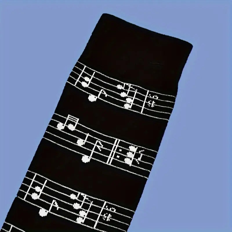 Men's Music Themed Soft Cotton Blend Crew Socks
