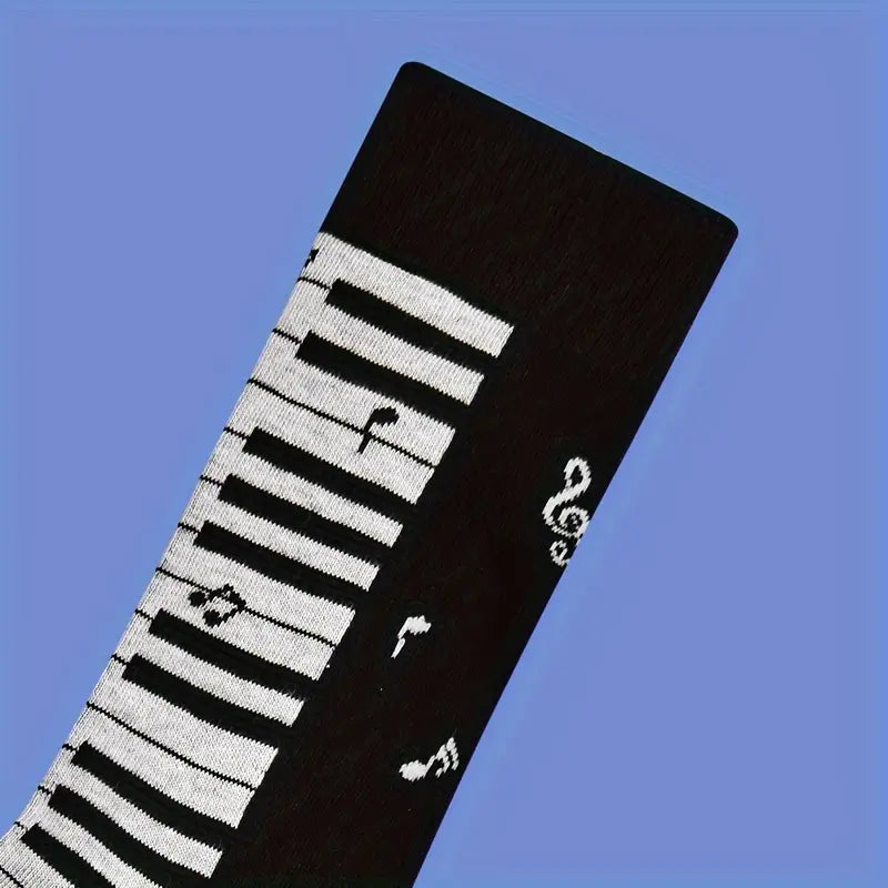Men's Piano Theme Black Socks
