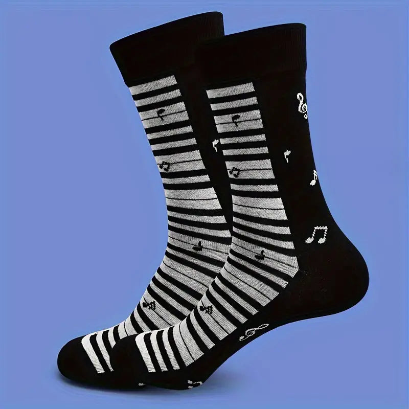 Men's Piano Theme Black Socks