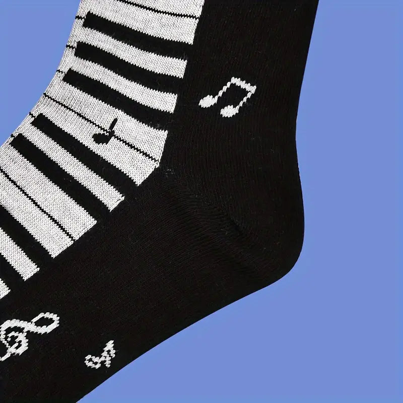 Men's Piano Theme Black Socks