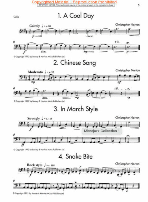 microjazz collection 1 for cello and piano