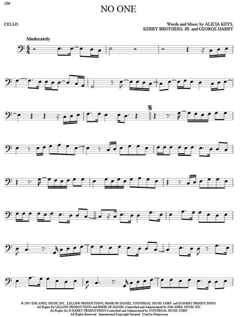 No one solo cello sheet music