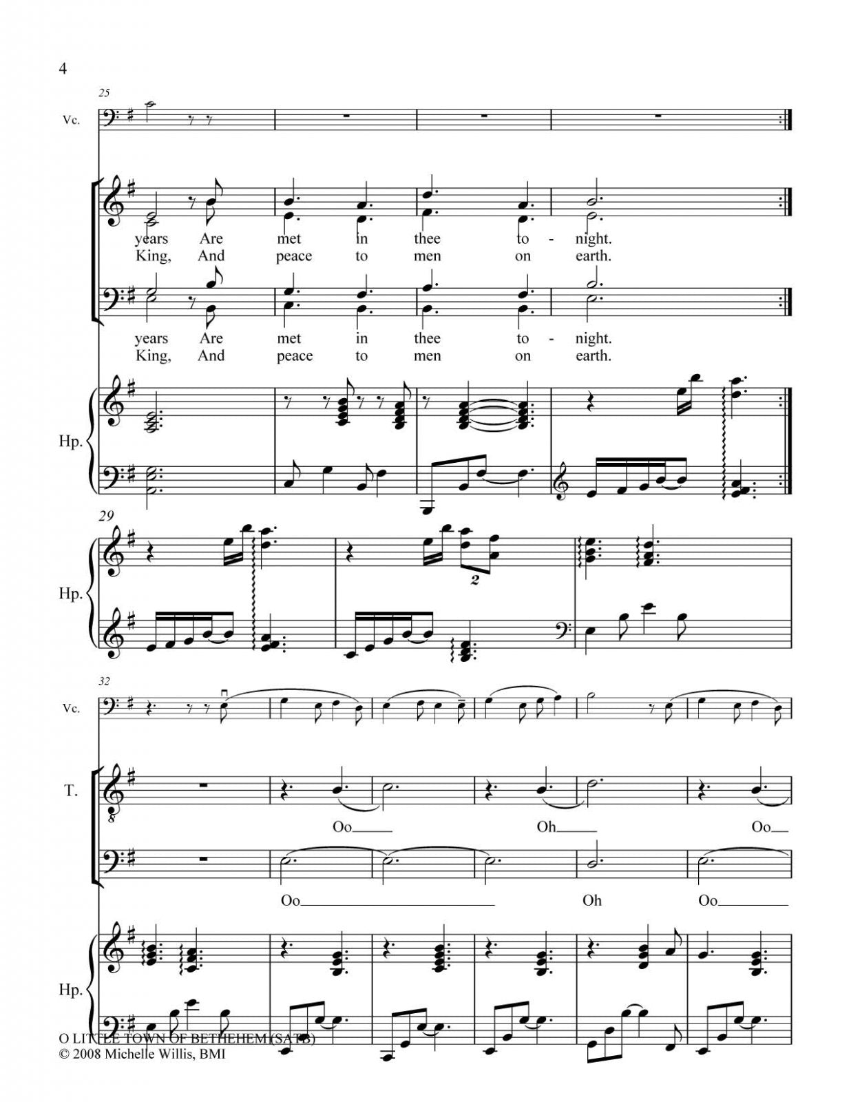 O Little Town of Bethlehem (SATB)