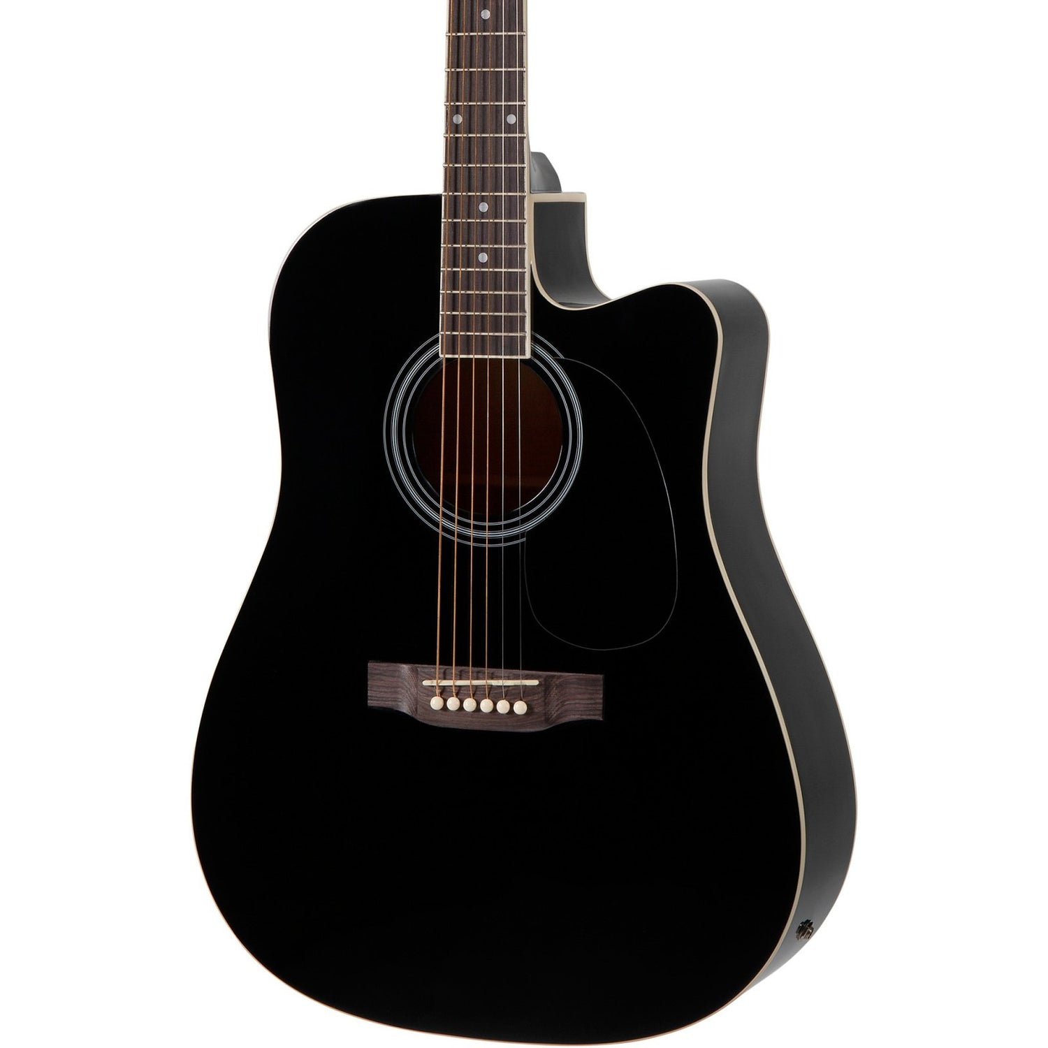 Guitare acoustique à pan coupé Dreadnought Oscar Schmidt (Linden Black)